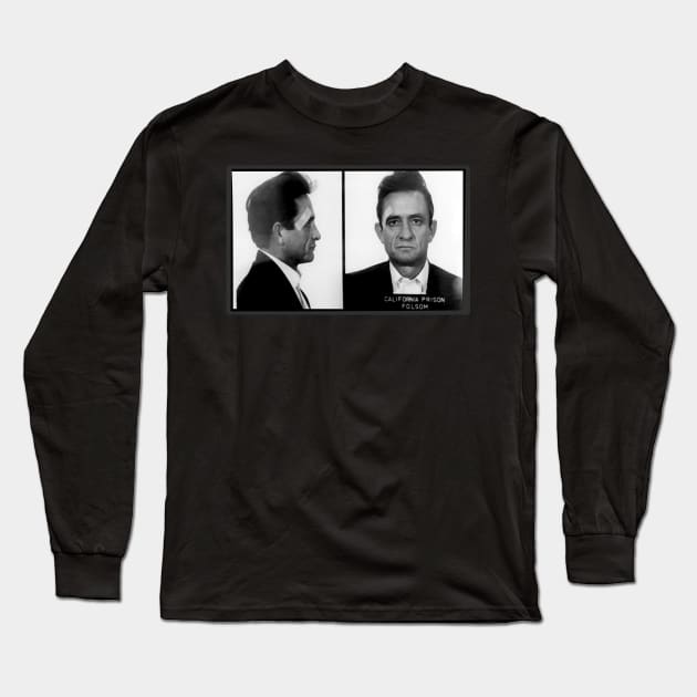 The Man In Black Mugshot Long Sleeve T-Shirt by NineBlack